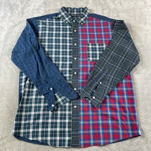 Cremieux Shirt Mens Large Mixed Plaid Colorblock Preppy Office Festival Summer
